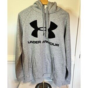 UNDER ARMOUR Grey Big Logo Hoodie Sweatshirt Size Large